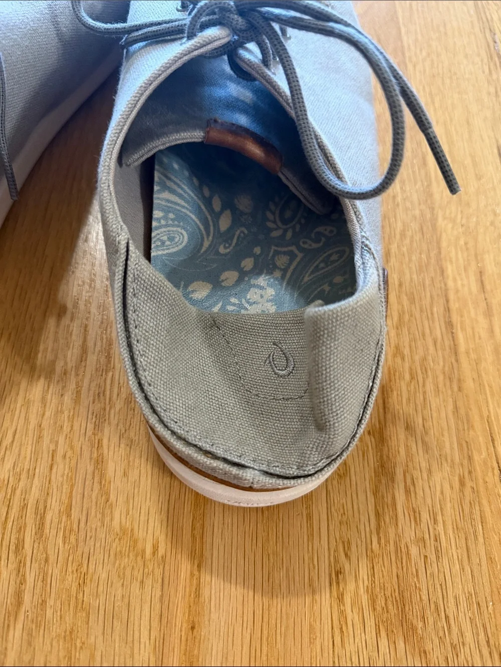 Olukai Mens Gray Canvas Manoa Slip on Shoes Sz 13